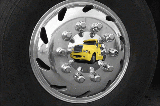 truck reflection in hubcap truck reflection in hubcap
